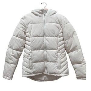 Stoic Womens White Puffer Hooded Jacket Full Zip Quilted - XS